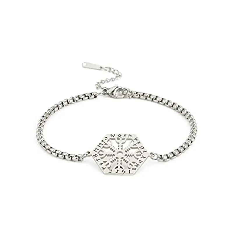 SIPURIS Braccialetto vichingo Norse Vegvisir per uomo nordico vichingo runico bussola larga in pelle bracciale per