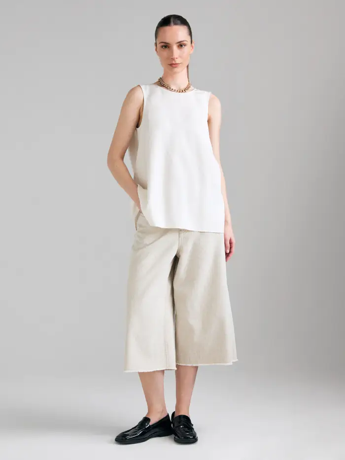 Sisley Bermuda Di Jeans Sfrangiato, Donna, Bianco Panna