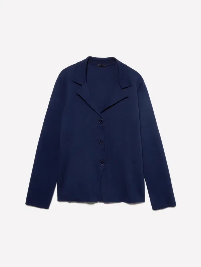 Blazer In Maglia Blu Scuro, Donna, Blu Scuro