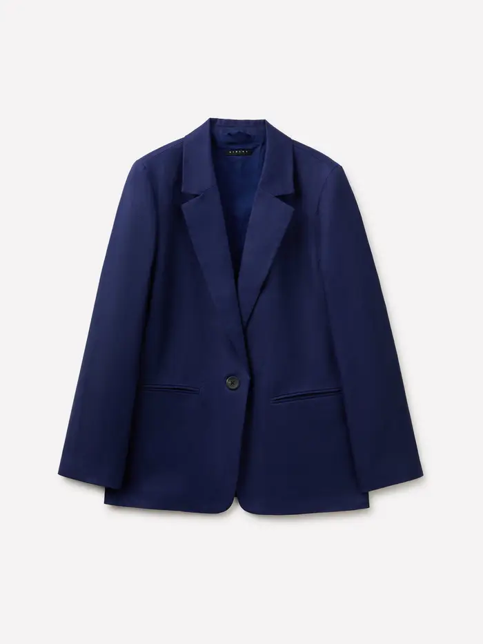 Sisley Blazer In Puro Lino, Donna, Blu Scuro