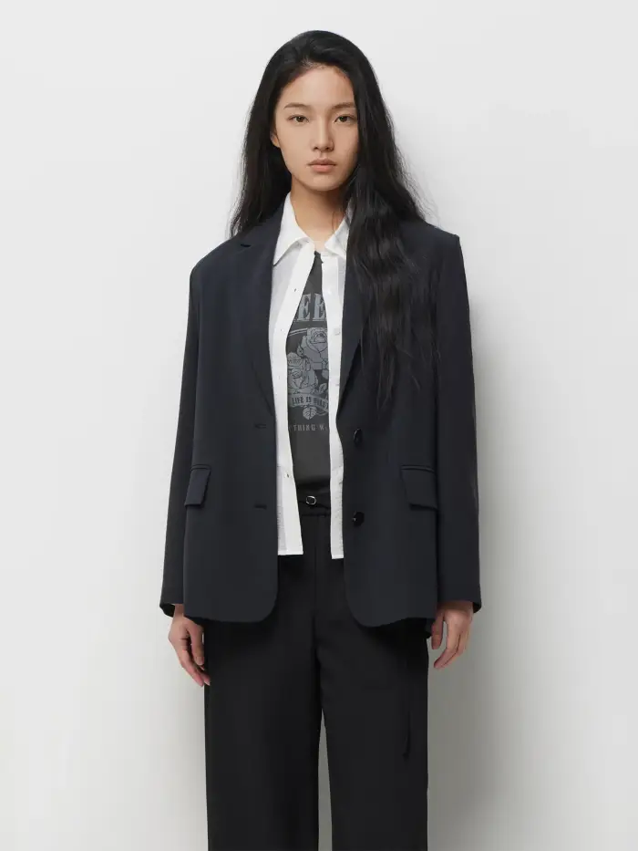 Sisley Blazer Monopetto, Donna, Grigio Scuro