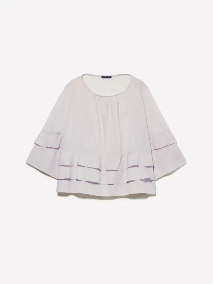Sisley Blusa Grigia Con Balze, Donna, Grigio Chiaro
