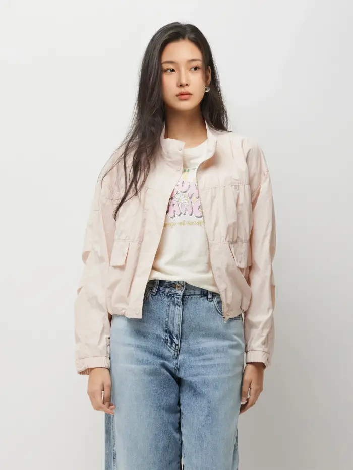 Sisley Bomber Con Arriccio, Donna, Rosa Tenue