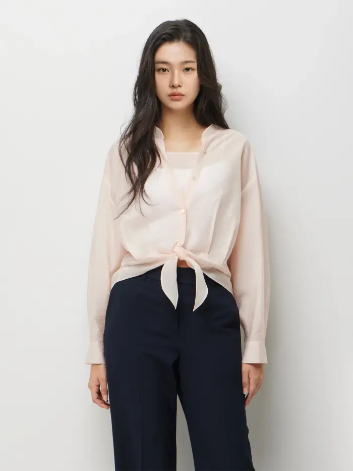 Sisley Camicia Con Nodo, Donna, Rosa Tenue