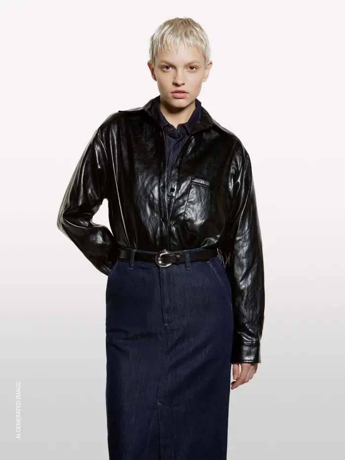 Sisley Camicia Nera Lucida, Donna, Nero