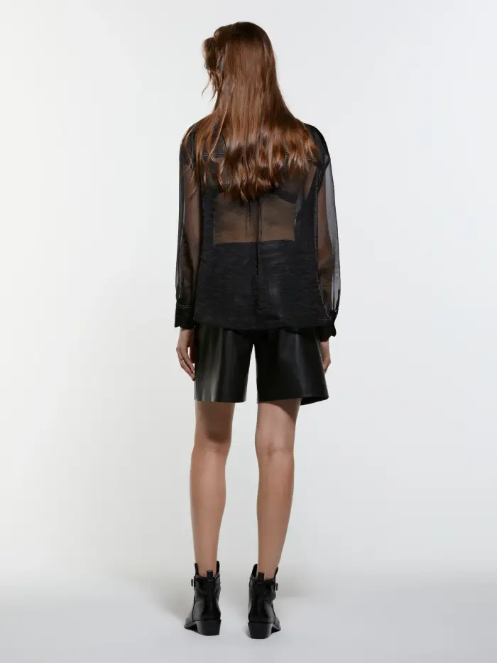 Sisley Camicia Nera Trasparente Con Tasconi, Donna, Nero