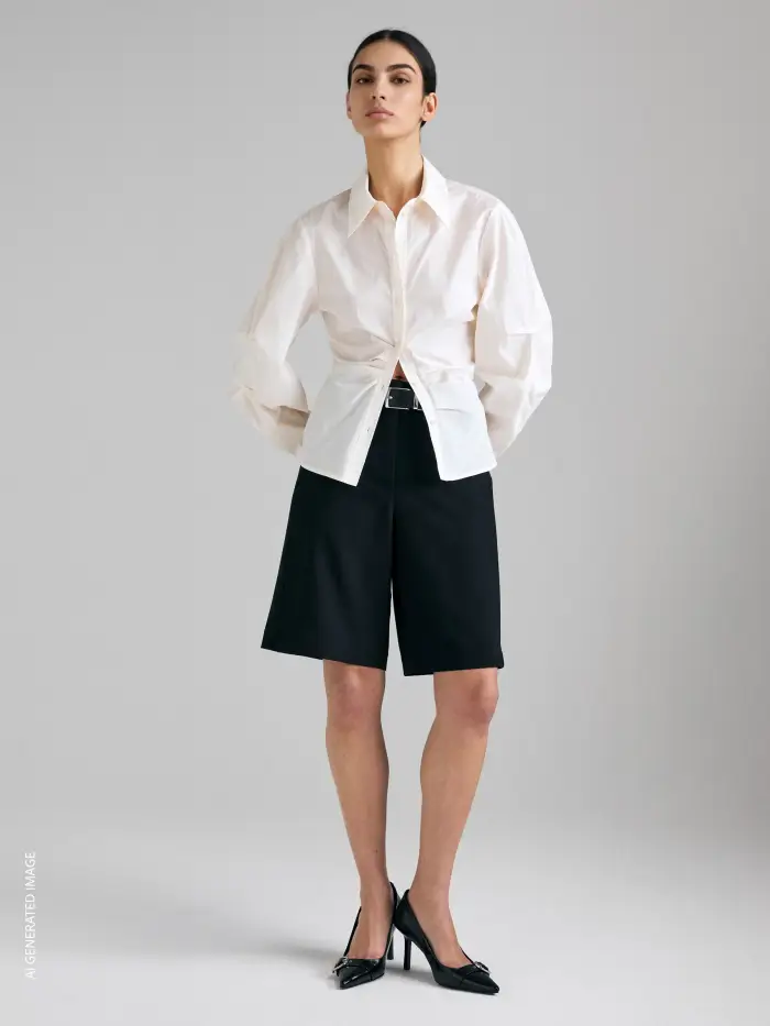 Sisley Camicia Slim Fit Con Pinces, Donna, Bianco Panna