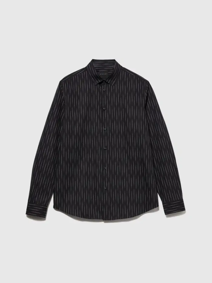 Sisley Camicia Slim Fit Stampata, Uomo, Nero
