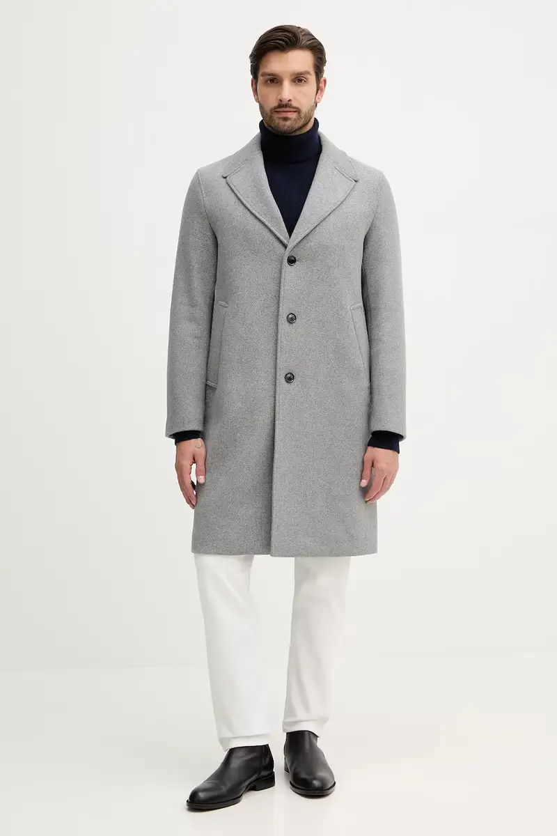 Sisley cappotto con lana colore grigio 2UHZSN044