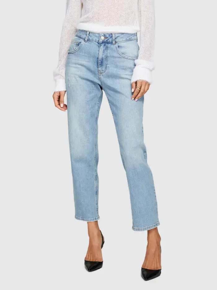 Sisley Jeans Manhattan Regular Fit Effetto Used, Donna, Blu Chiaro