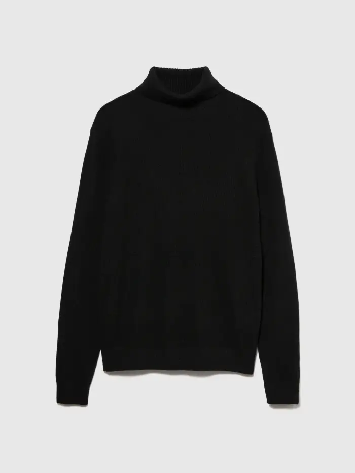 Sisley Maglia Collo Alto Regular Fit, Uomo, Nero