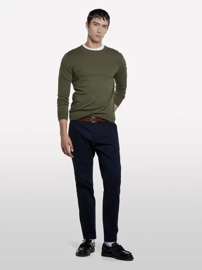 Maglia Girocollo Verde Oliva, Uomo, Verde Militare