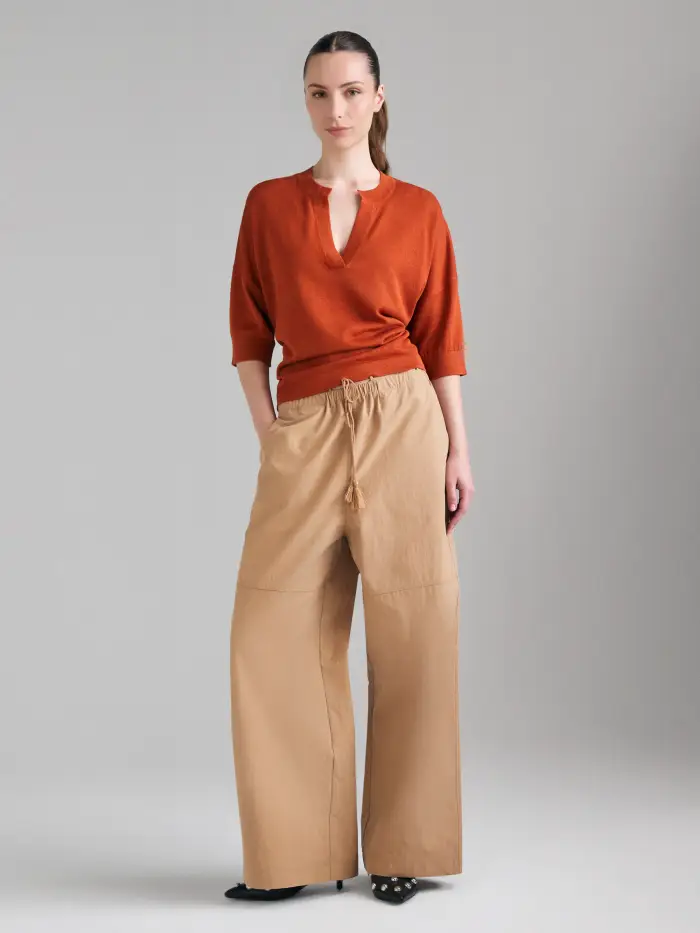 Sisley Maglia In Misto Lino, Donna