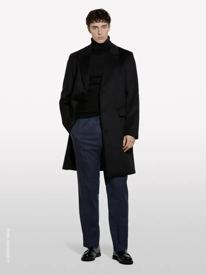 Sisley Maglia Nera Con Collo Alto, Uomo, Nero
