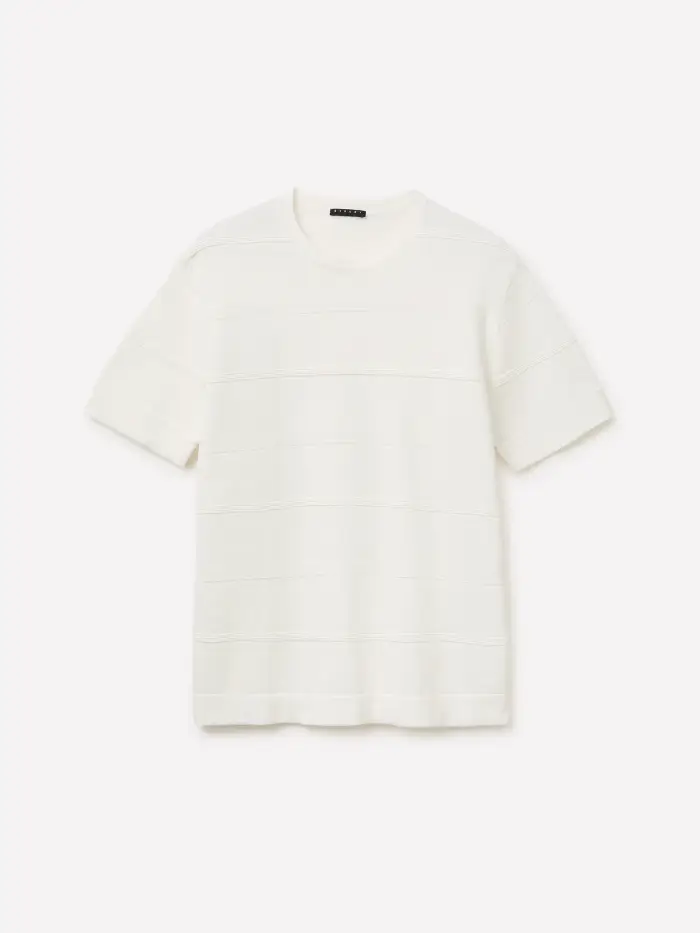 Sisley Maglia Rigata In Misto Lino, Uomo, Bianco Panna