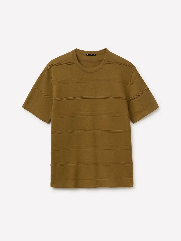Sisley Maglia Rigata In Misto Lino, Uomo, Marrone