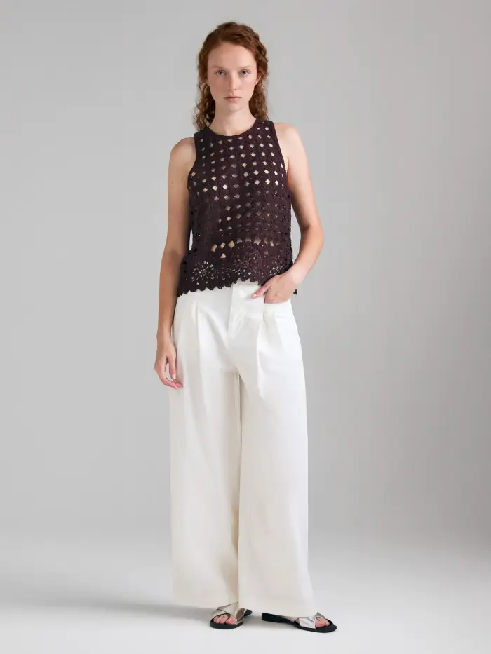 Sisley Pantaloni Barrel Fit, Donna, Bianco Panna