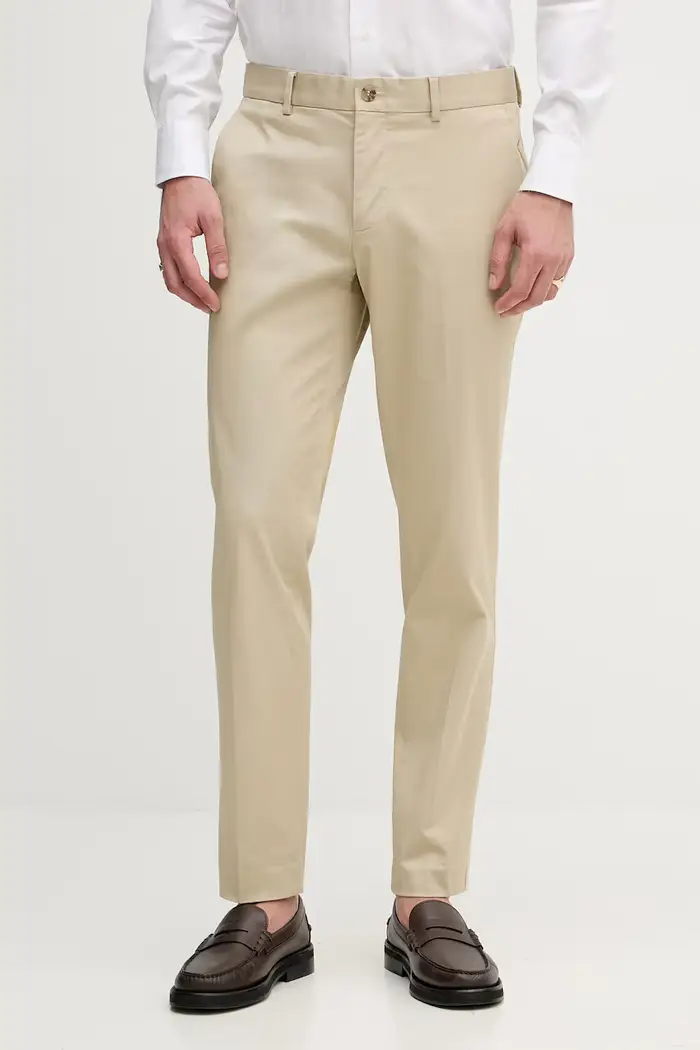 Sisley Pantaloni chinos da uomo in cotone con elastan Beige