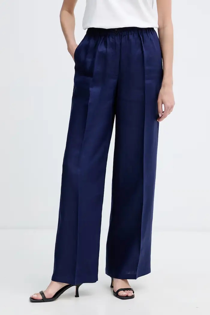 Sisley pantaloni da donna in lino Blu navy