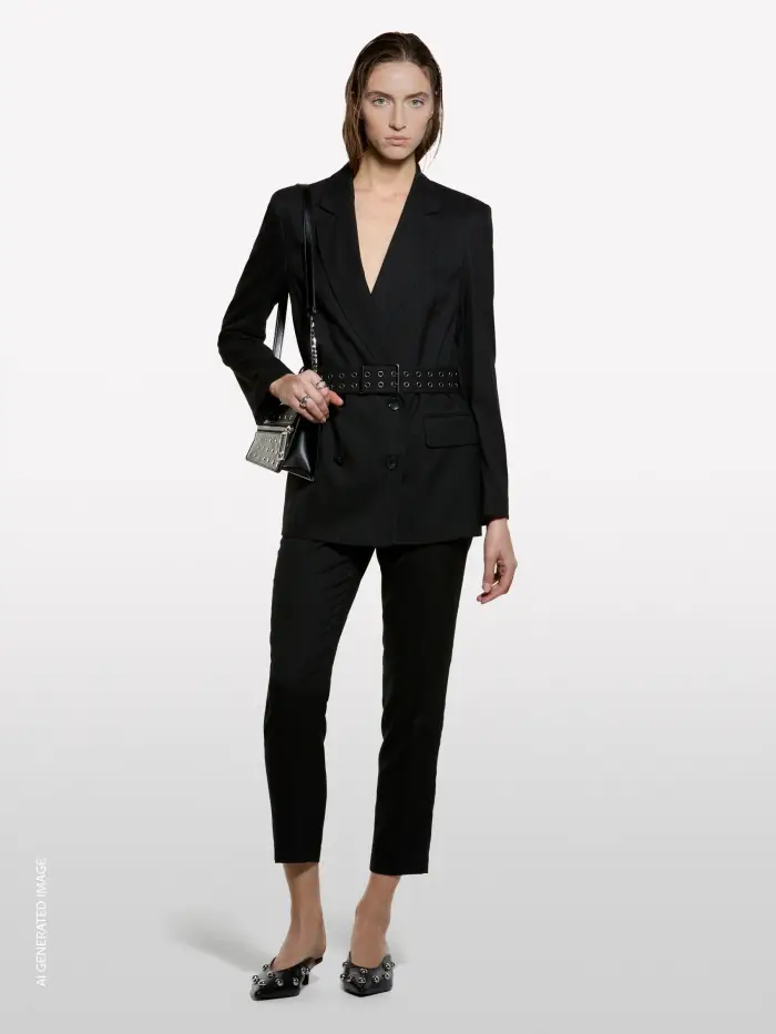 Sisley Pantaloni Gessati, Donna, Nero