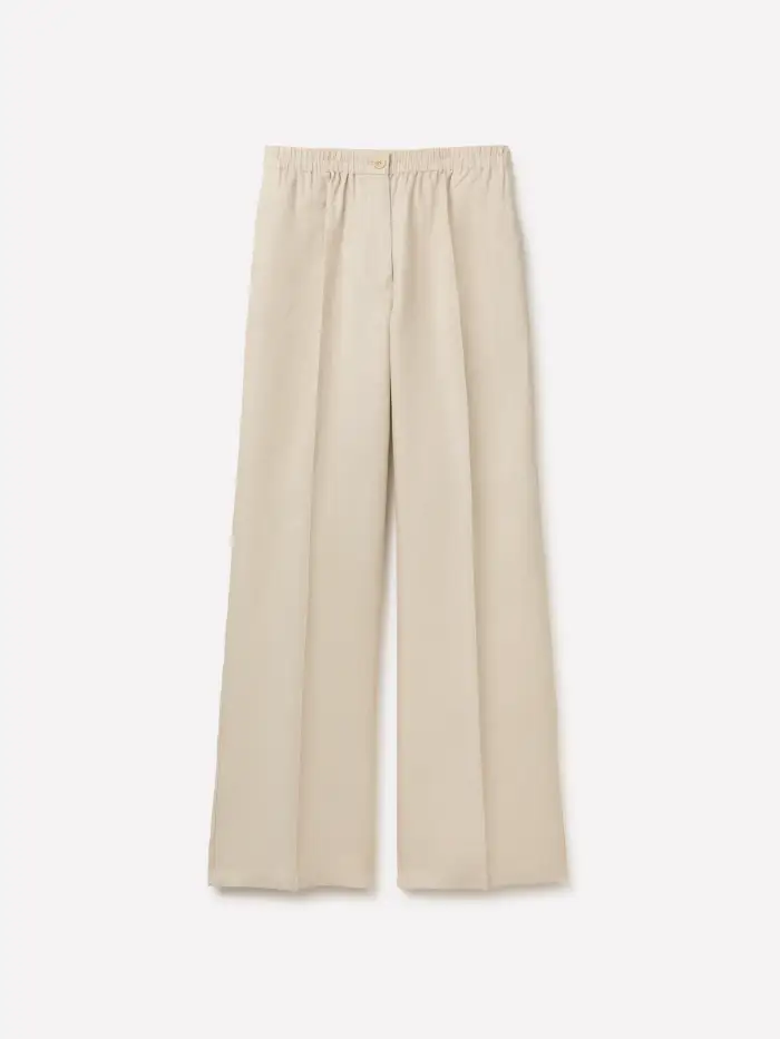 Sisley Pantaloni In Puro Lino, Donna, Beige