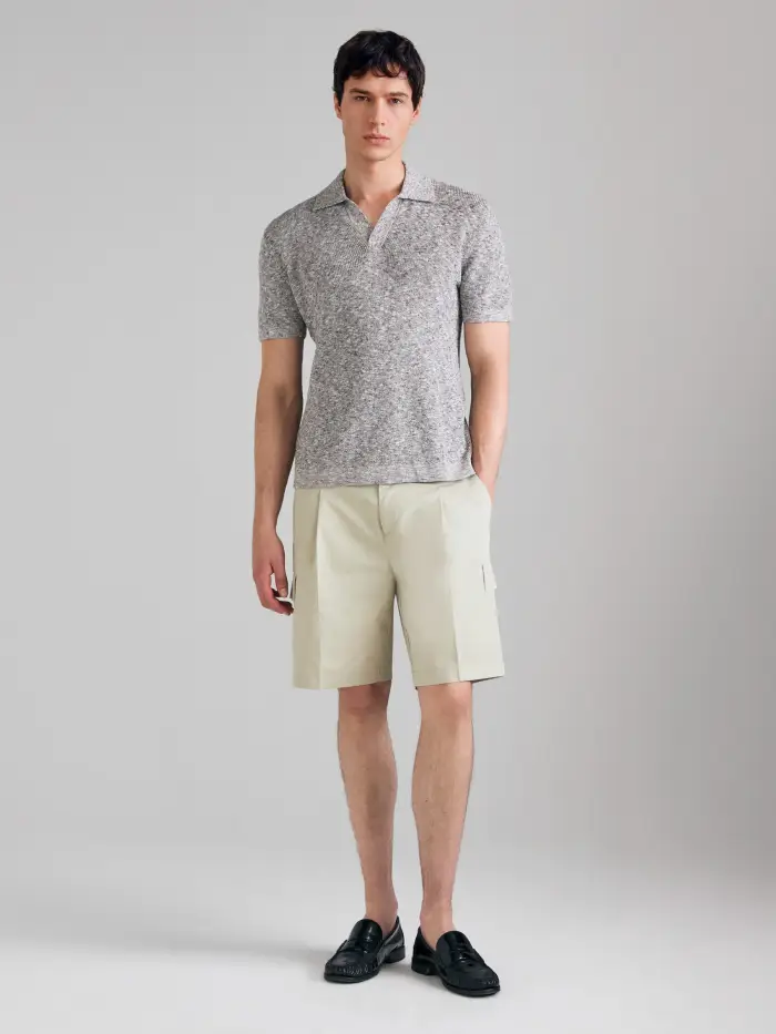 Sisley Polo In Maglia, Uomo, Grigio Chiaro