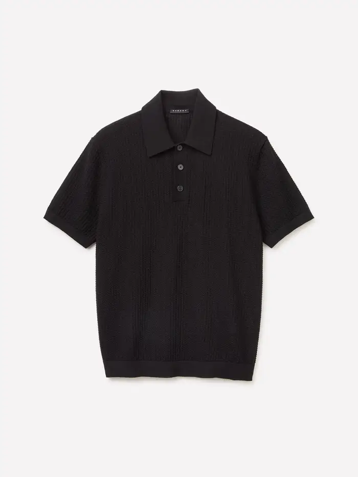 Polo Regular Fit In Maglia, Uomo, Nero