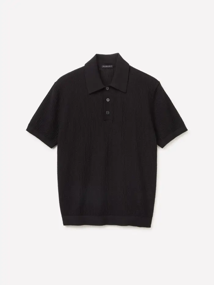 Polo Regular Fit In Maglia, Uomo, Nero