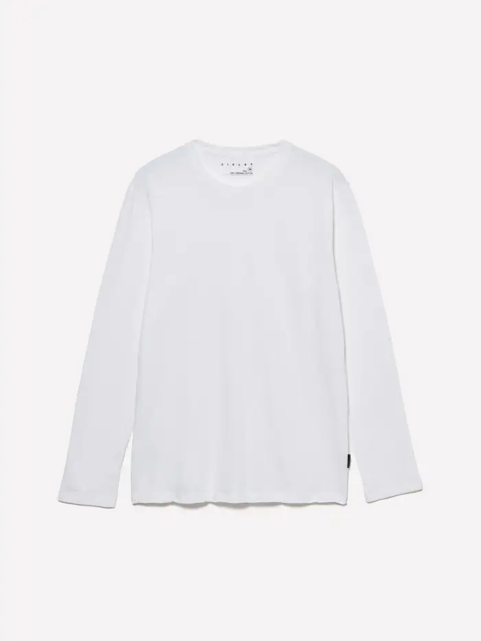 Sisley T-shirt A Maniche Lunghe Slim Fit Bianca, Uomo, Bianco