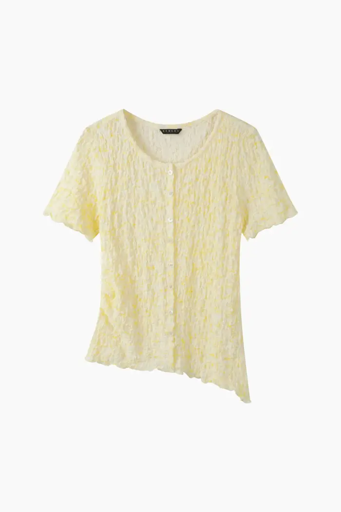 Sisley T-shirt Asimmetrica Con Bottoncini, Donna, Giallo