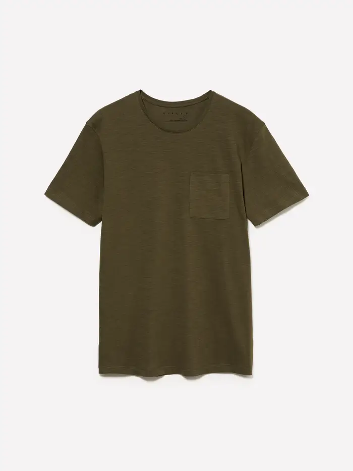 T-shirt Con Taschino, Uomo, Verde Militare