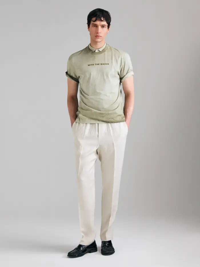 Sisley T-shirt Sfumata Con Scritta, Uomo, Verde Chiaro