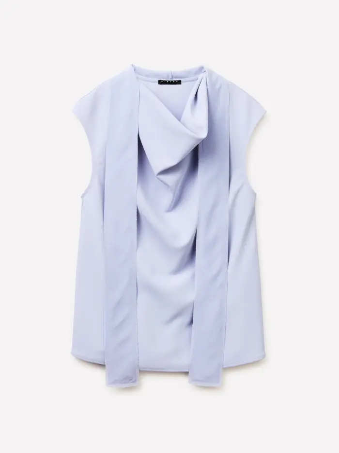 Sisley Top Con Sciarpina, Donna, Blu Chiaro