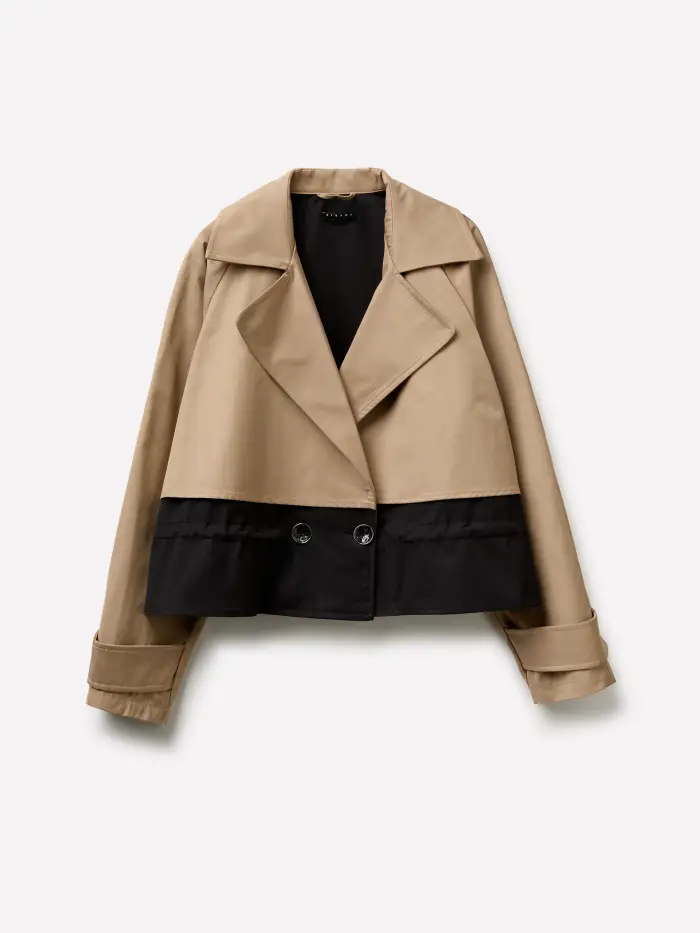Sisley Trench Cropped Bicolor, Donna, Beige