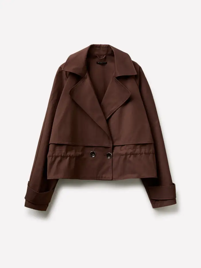 Sisley Trench Cropped Bicolor, Donna, Marrone Scuro