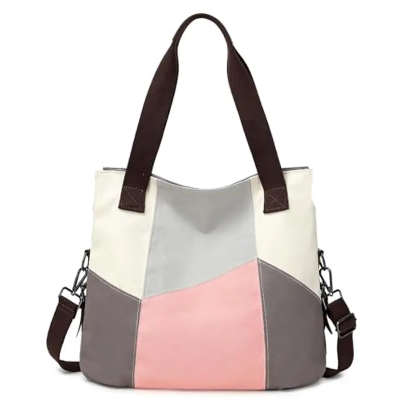 SIVENKE Borsa da donna in tela, casual, a tracolla, stile retrò, in tela, Colore: rosa.