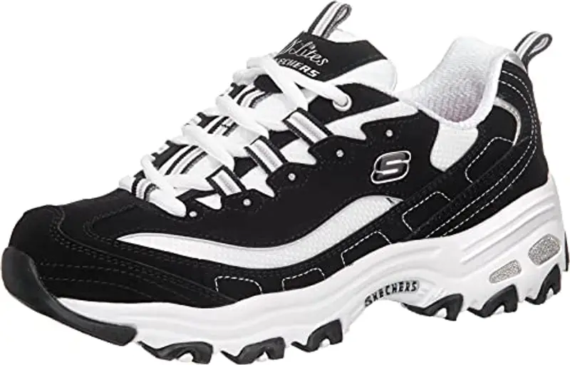 Skechers D'lites Biggest Fan, Sneaker Donna, Black White, 37 EU