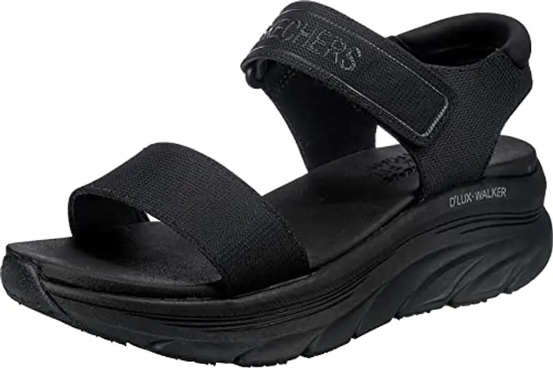 Skechers D'lux Walker Nuovo Blocco, Sandali Donna, Nero, 38 EU