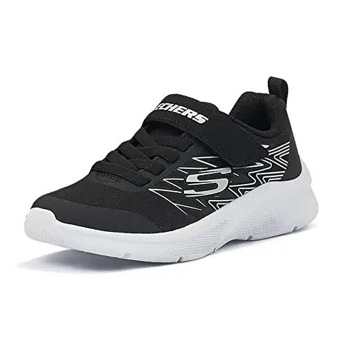 Skechers Microspec Texlor, Sneaker Bambini e ragazzi, Tessuto Nero Finiture In Argento Nero, 27 EU
