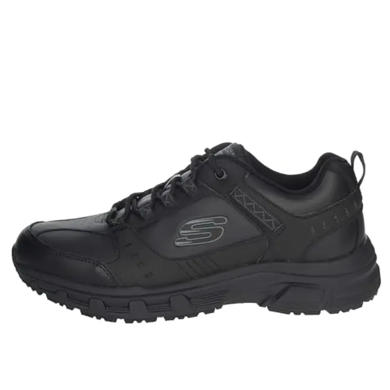 Skechers Oak Canyon Redwick Uomo Formatori, Black Leather Synthetic Textile Black Trim, 42.5 EU
