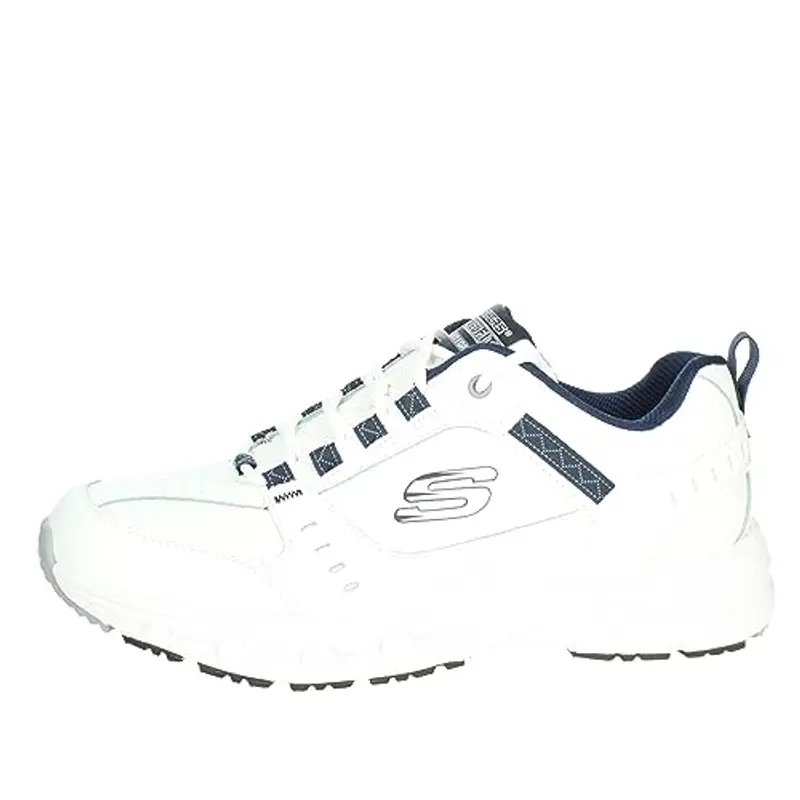 Skechers Oak Canyon Redwick Uomo Formatori, White Leather Synthetic Textile Navy Trim, 43 EU