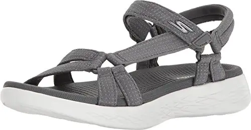Skechers On-the-go 600 Brilliancy, Sandali Donna, Grigio Charcoal Textile Trim, 38 EU