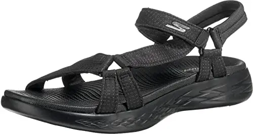 Skechers On-the-go 600 Brilliancy, Sandali Donna, Nero Black Textile Trim, 37 EU