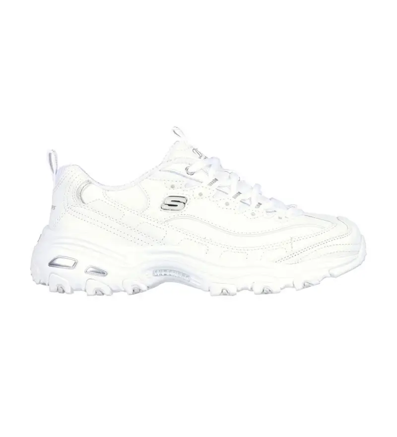 Skechers per donna. 11931 Scarpe D'Lites Fresh Start in pelle bianca, Bianco, Stringhe, Casual, Sportivo, Sportswear, Multisport