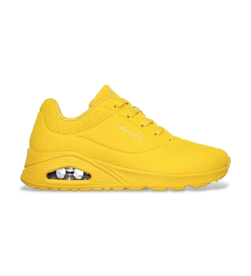 Skechers per donna. 73690 Sneakers gialle Uno Stand On Air, Basso, 1 a 3 cm, Stringhe, Casual, Giallo Pelle