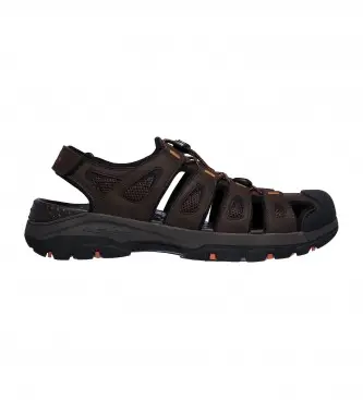 Skechers per uomo 204111 Sandali Tresmen - Outseen marrone, 1 a 3 cm, Velcro, Casual, Sportivo, Outdoor, All aperto
