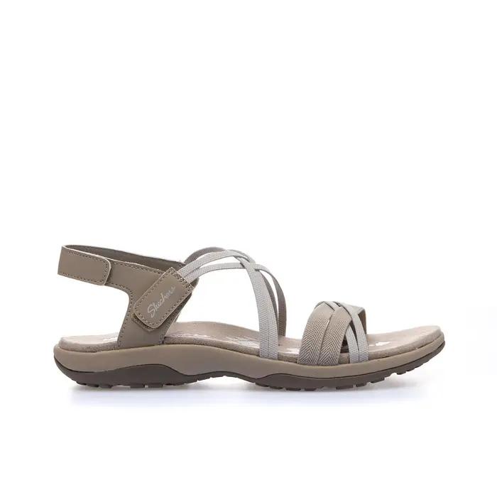 SKECHERS Sandali sportivi beige da donna con strappi e cinturini elasticizzati