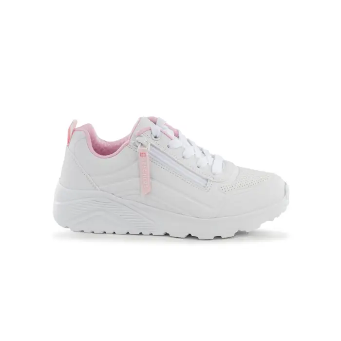 SKECHERS Scarpe da ginnastica bianche e rosa da bambina con cerniera