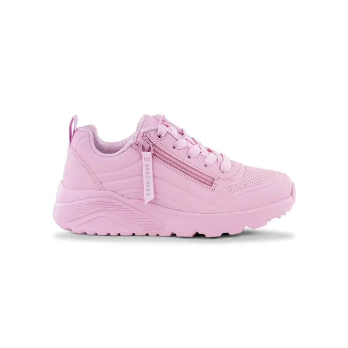 SKECHERS Scarpe da ginnastica rosa da bambina con lacci e zip laterale Uno