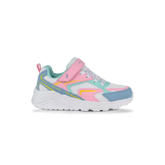 SKECHERS Scarpe da ginnastica multicolore rosa e azzurre da bambina con strappo